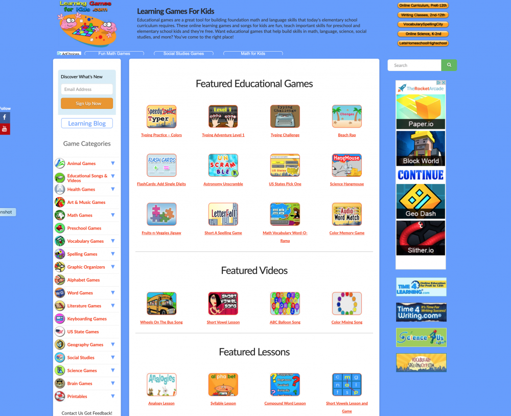 Learning Games for Kids Web Site - Bound to Stay Bound Books