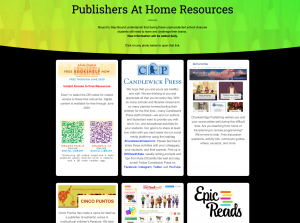 publishers at home resources screen grab