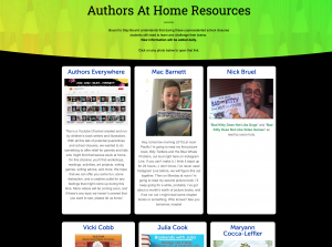 Authors at home resources screen grab