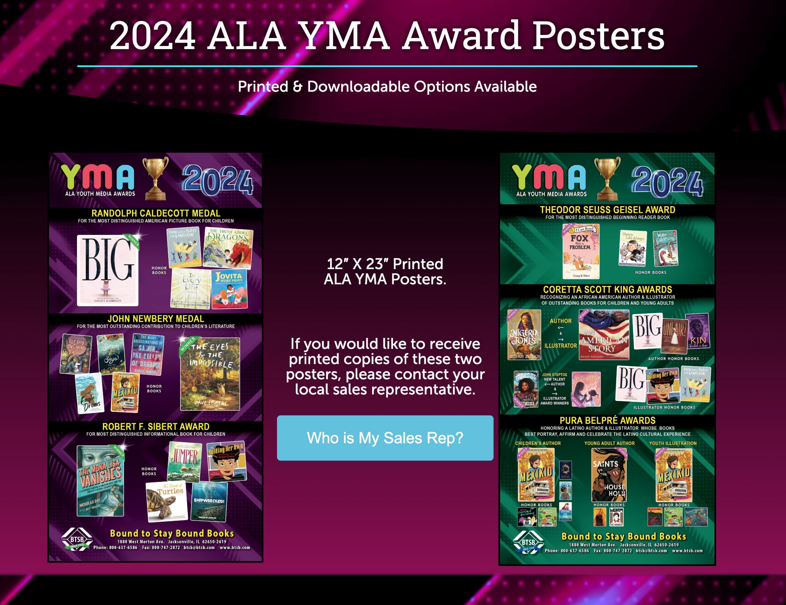 2024 ALA Youth Media Award POSTERS Bound to Stay Bound Books